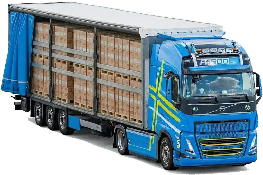 Poza in care este prezentat un ansamblu din flota noastra ce transporta marfuri in regim complet